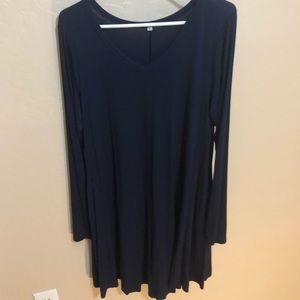 Navy blue knit dress with pockets